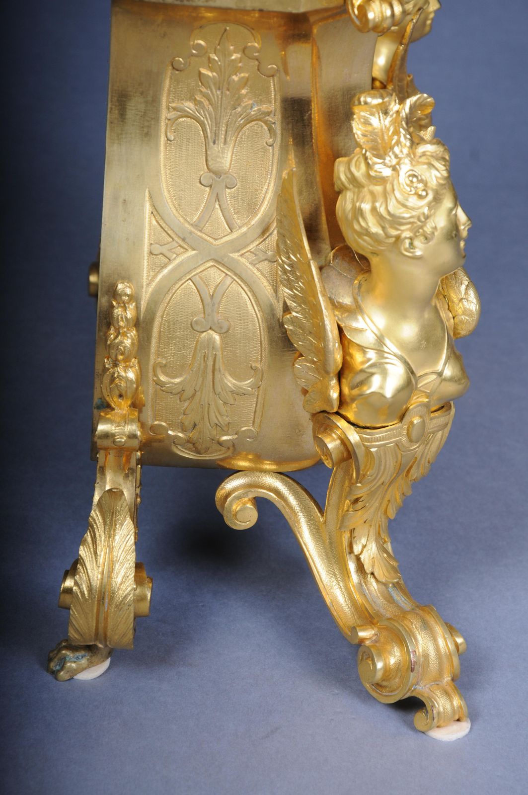 Home Decor Royal Fire Gilded Mantel Clock/Pendule Napoleon III, 1870, Paris, Signed Lantier photo