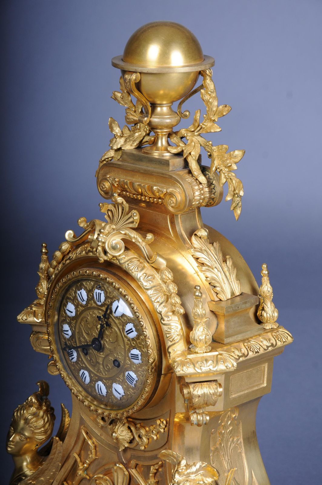 photo vinterior Royal Fire Gilded Mantel Clock/Pendule Napoleon III, 1870, Paris, Signed Lantier