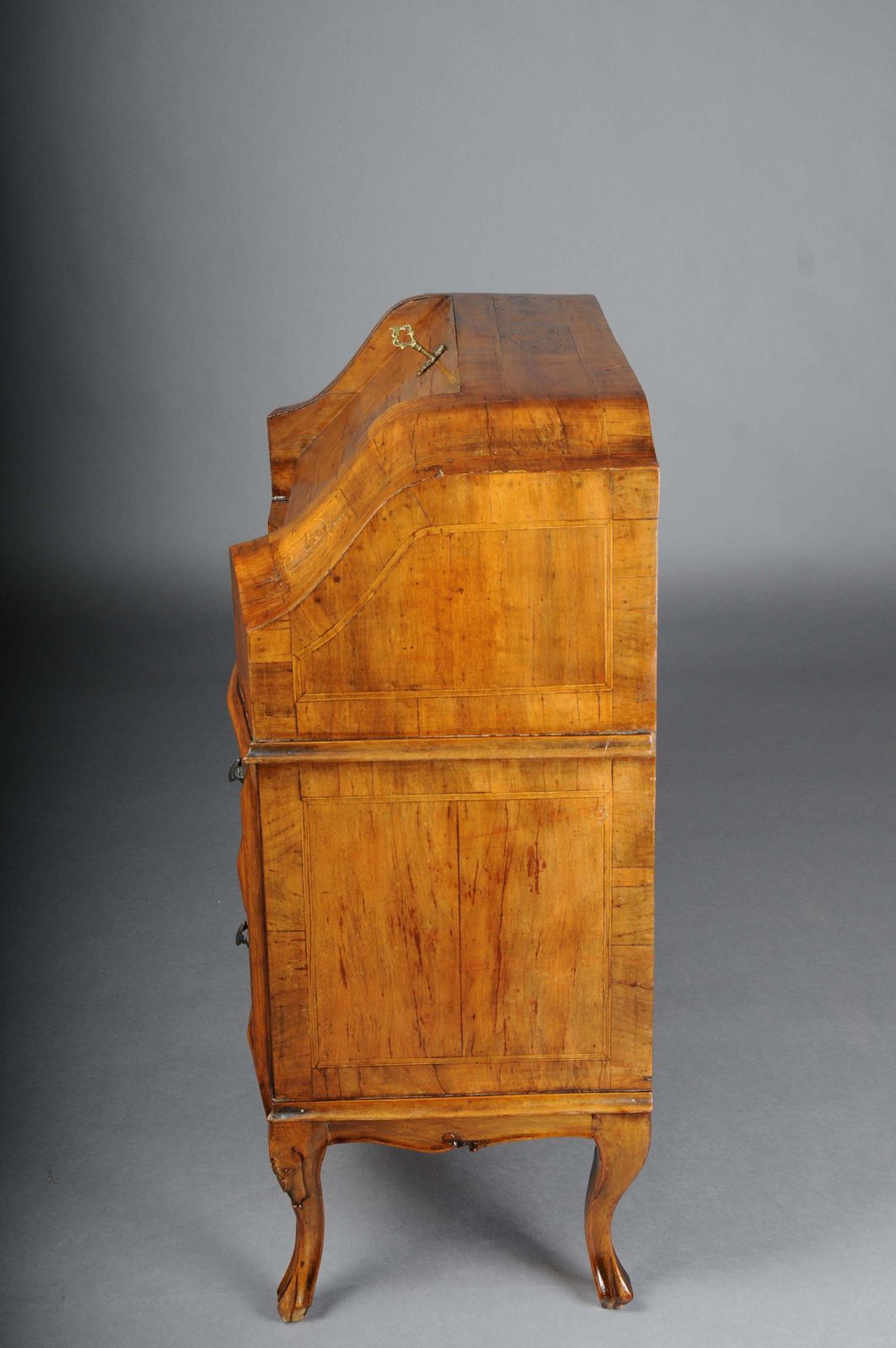 photo for sale Beautiful Antique Slanted Flap Secretary, 20th Century. Walnut Root Veneer.