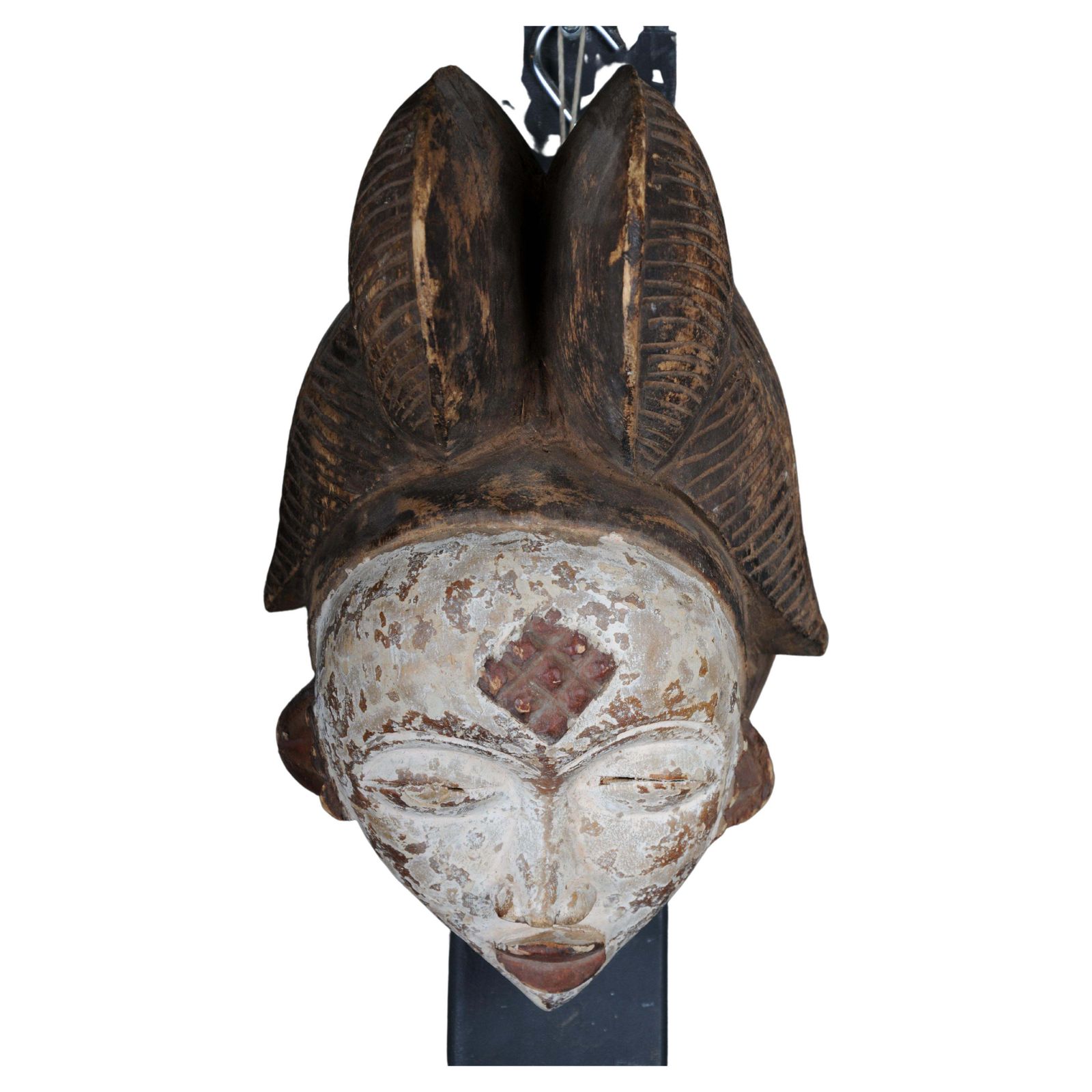 20th Century Antique Carved Wooden Face Mask, African Folk Art. Hangable.Decorat