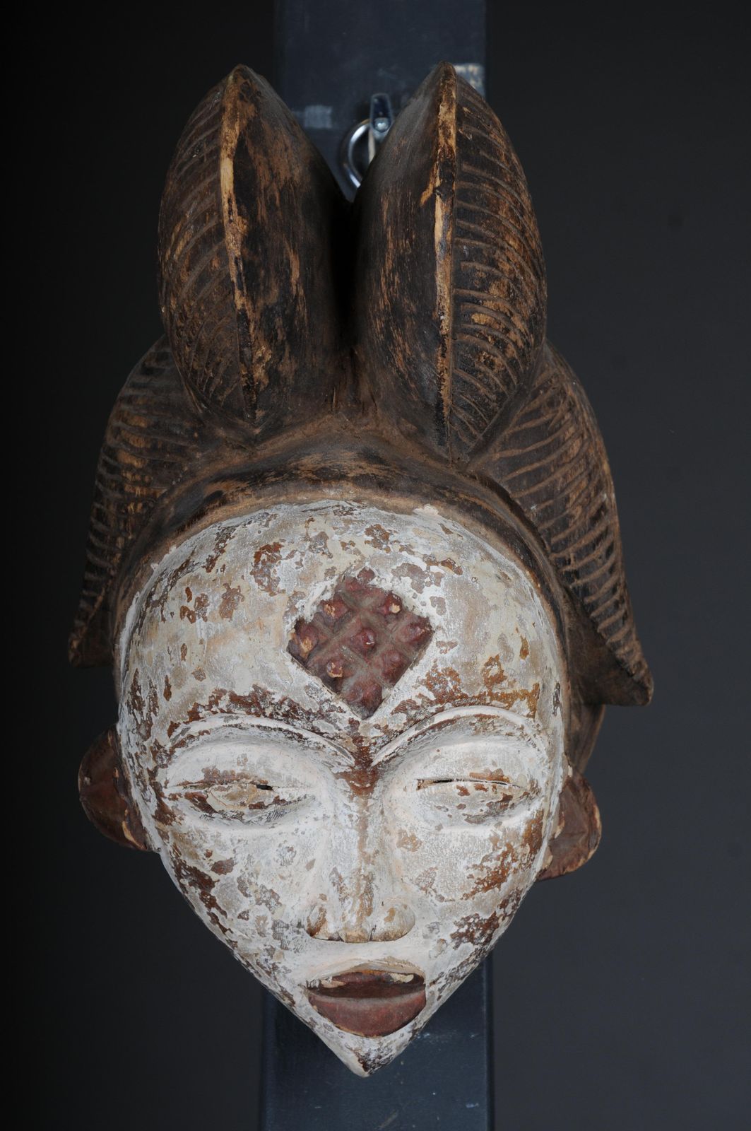20th Century Antique Carved Wooden Face Mask, African Folk Art. Hangable.Decorat photo furniture