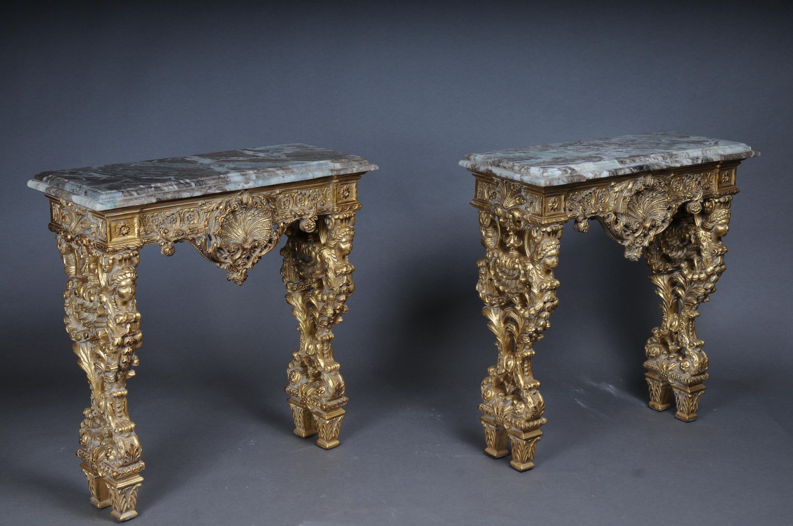 20th Century Impressive Wall Console Gilded With Marble, Model After F. Linke #2 photo furniture