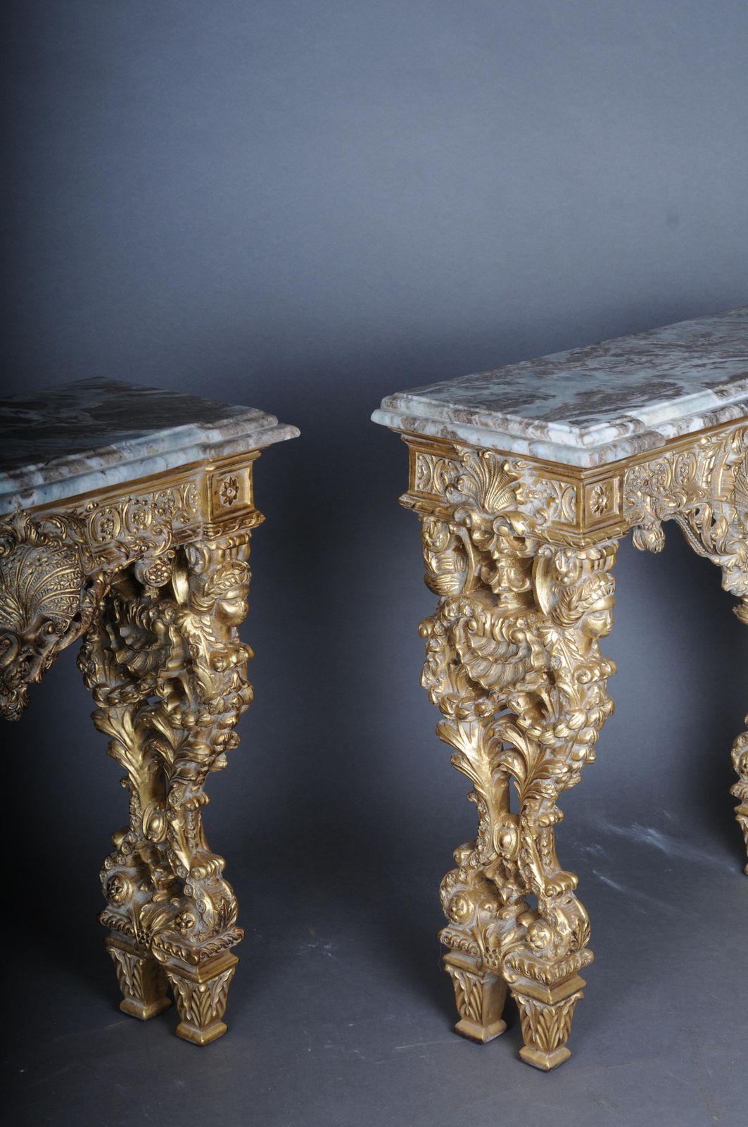 20th Century Impressive Wall Console Gilded With Marble, Model After F. Linke #2 photo for sale