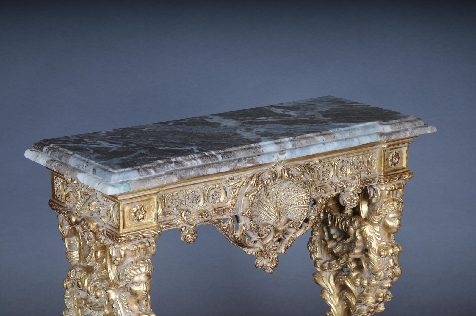 photo vinterior 20th Century Impressive Wall Console Gilded With Marble, Model After F. Linke #2