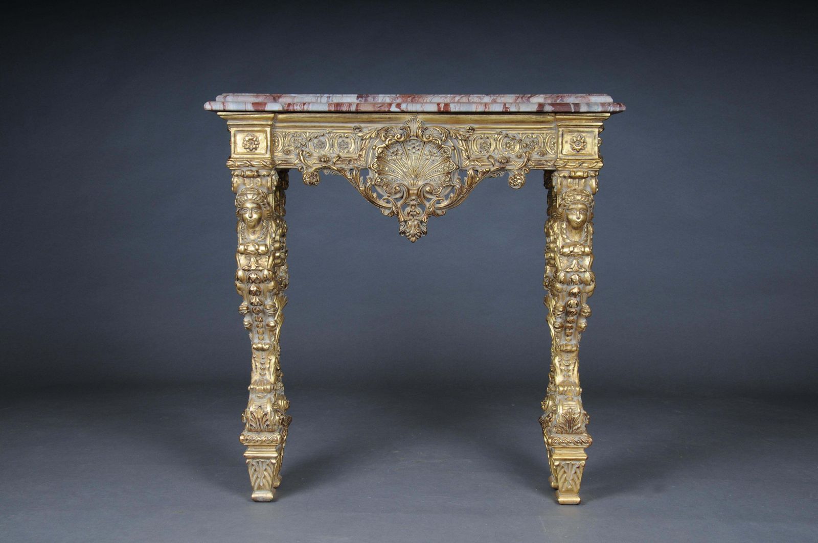 20th Century Impressive Wall Console Gilded With Marble, Model After F. Linke photo for sale