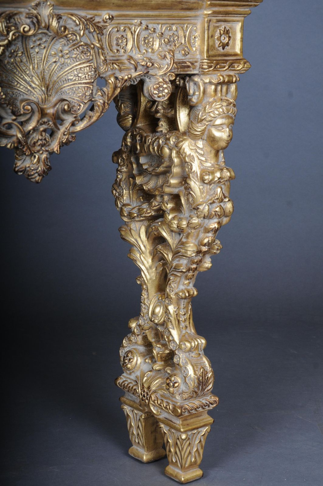 Furniture 20th Century Impressive Wall Console Gilded With Marble, Model After F. Linke photo
