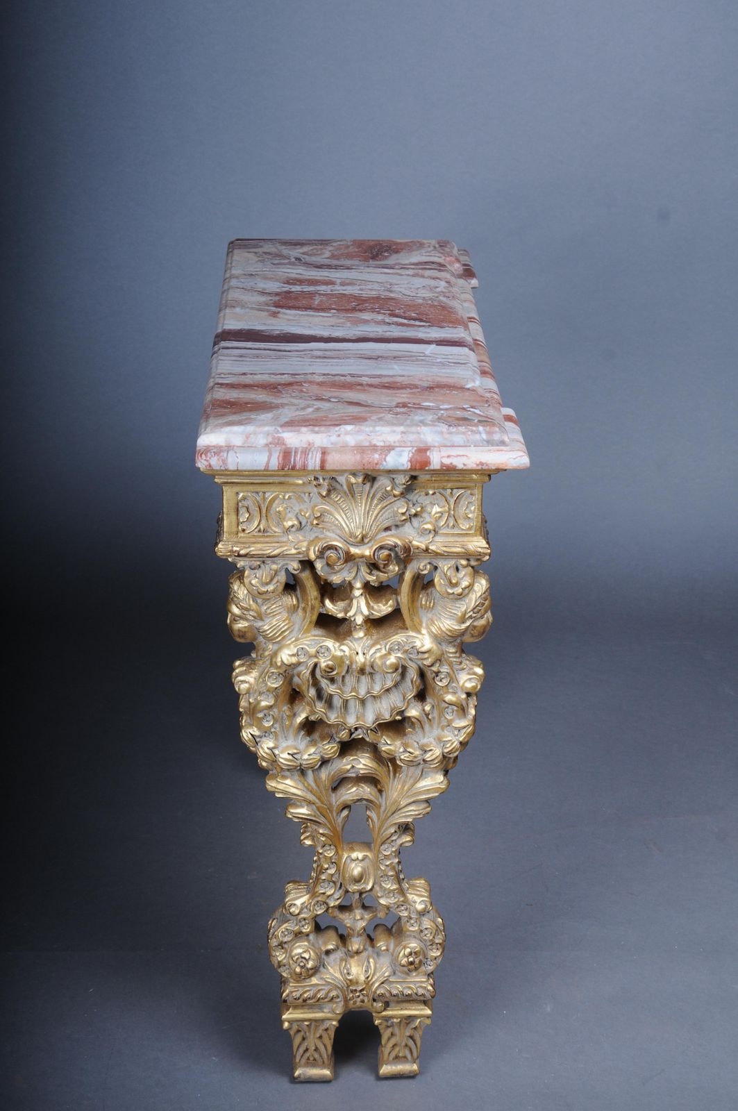 4300.0 20th Century Impressive Wall Console Gilded With Marble, Model After F. Linke photo