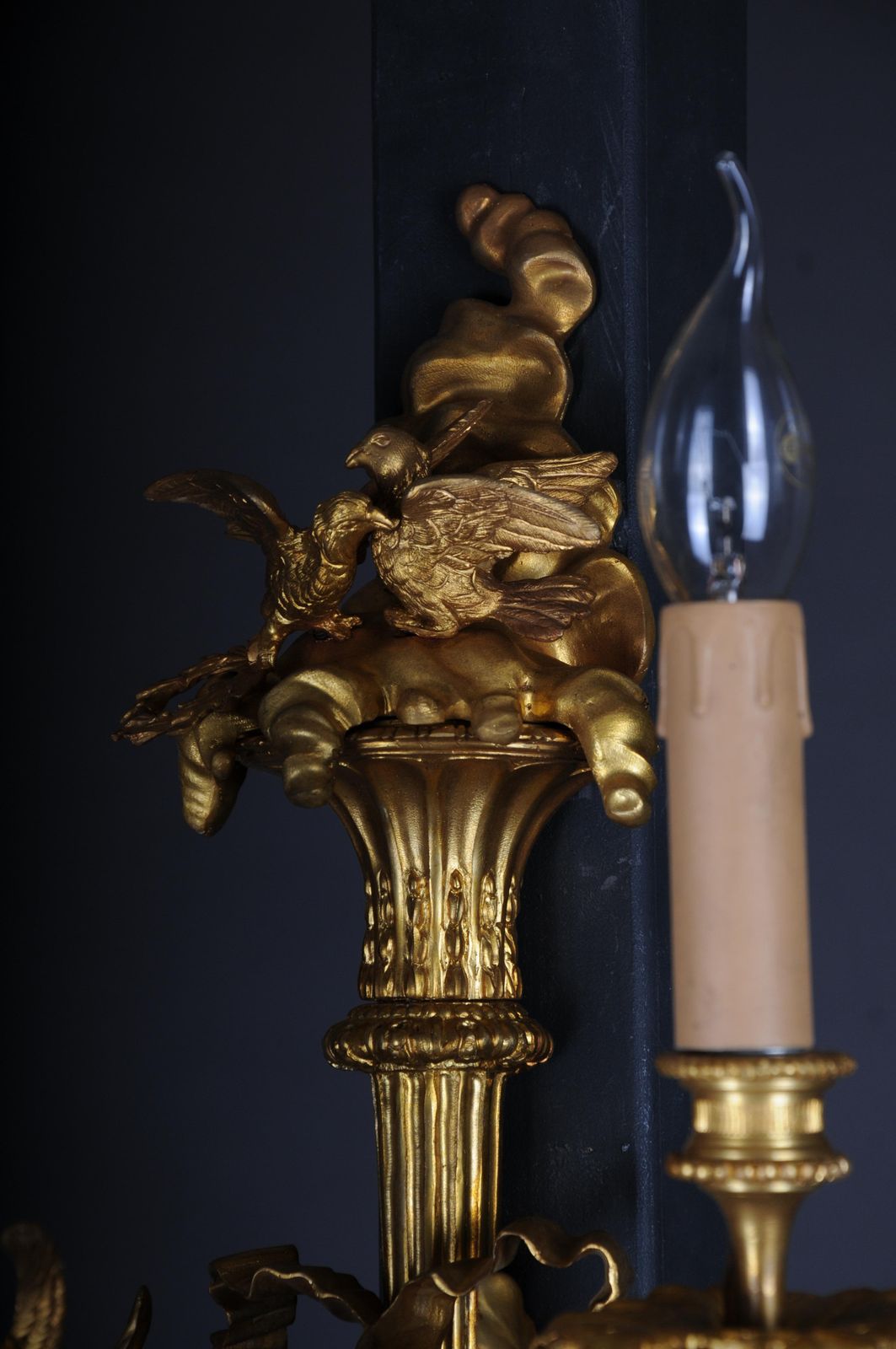 Lighting Pair Of (2) Bronze Magnificent Sconces, Gilded In Louis XV photo