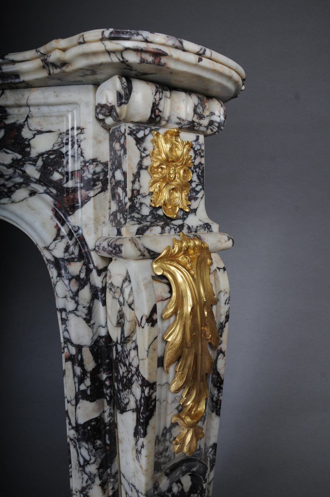 photo buy 20th Century Magnificent French Marble Fireplace With Gilded Bronze.