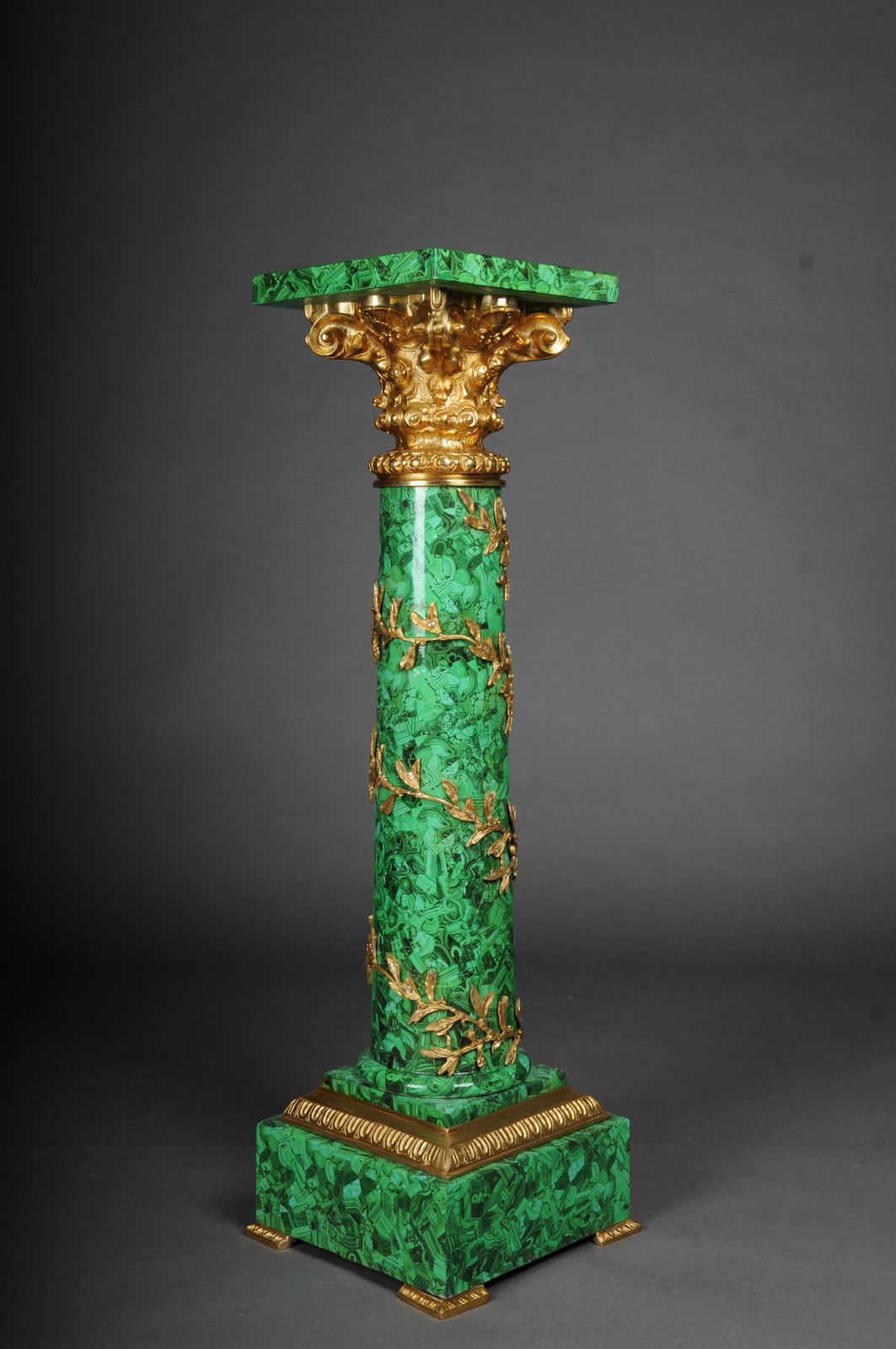 Royal Empire Column With Malachite And Gilt Bronze photo 3500.0