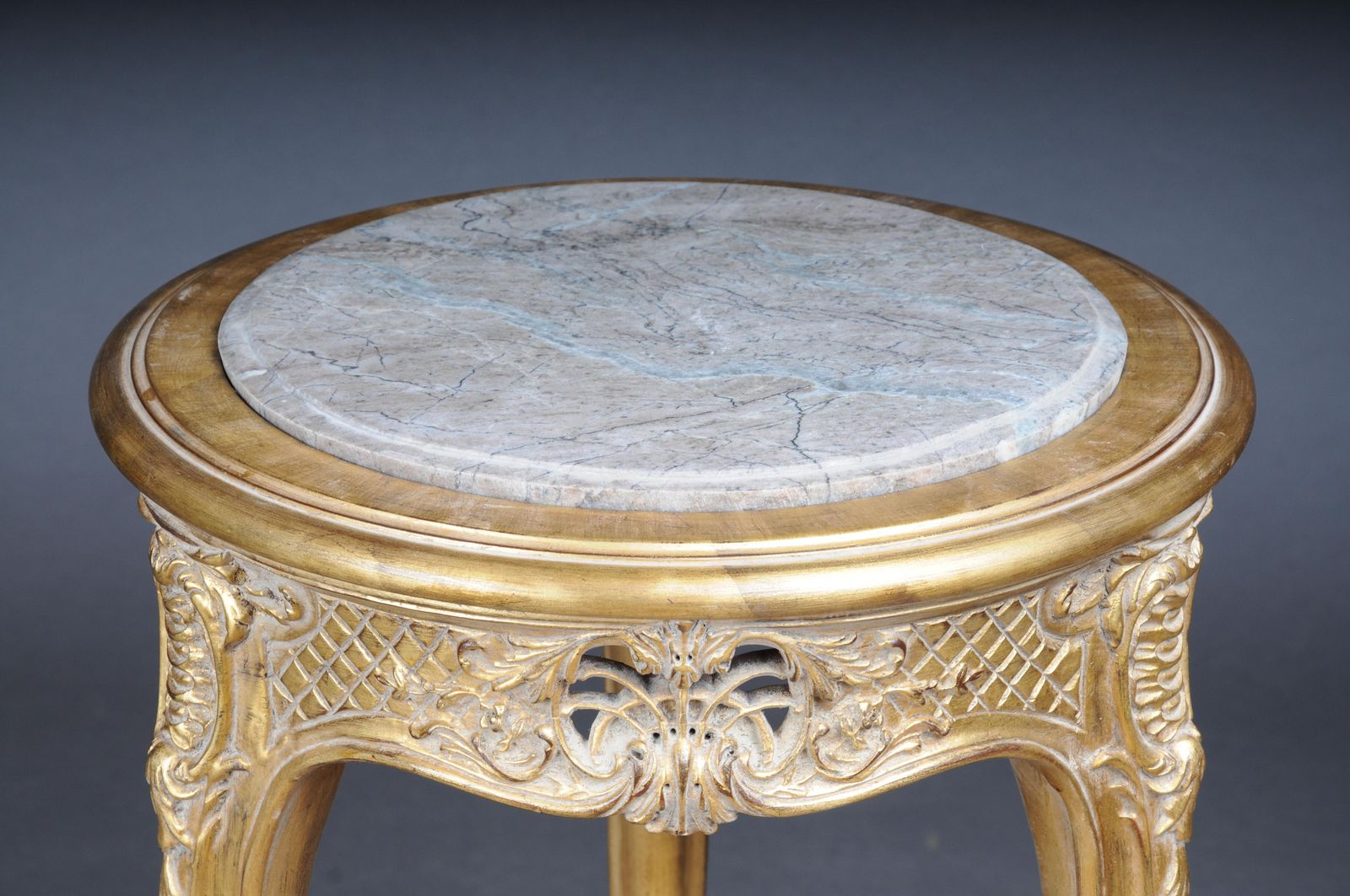 Finely Carved Gold Side Table With Marble Top, Louis XV photo furniture