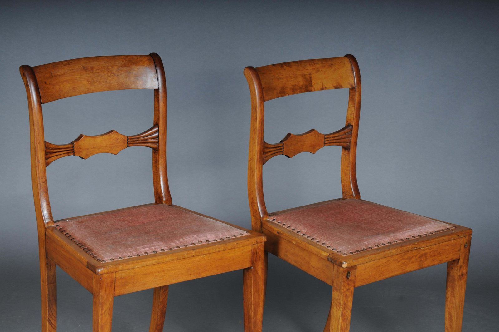 photo vintage Pair (2) Antique Biedermeier Chairs Circa 1840, Birch