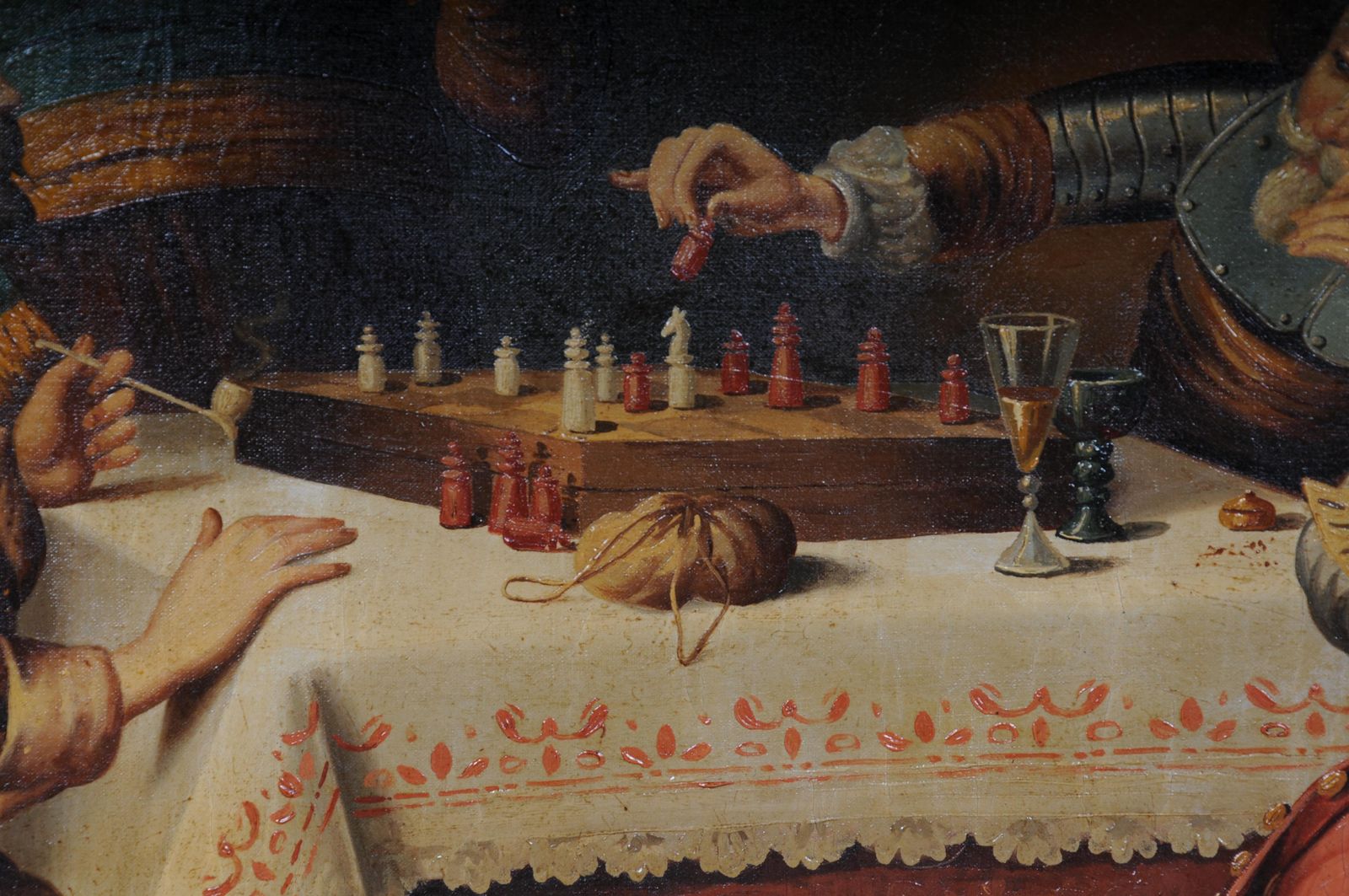 Antique Oil Painting Chess Round In Renaissance Style Around 1890 photo buy