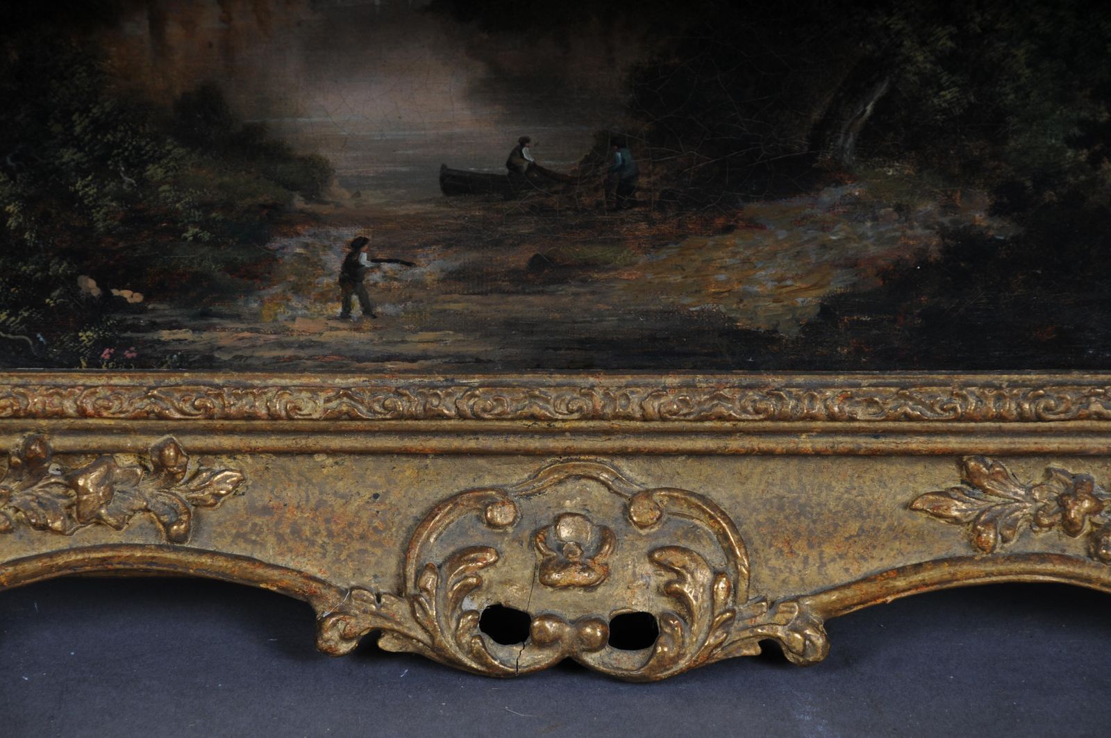 Antique Oil Painting Romance Landscape Painting. 19th Century photo vinterior