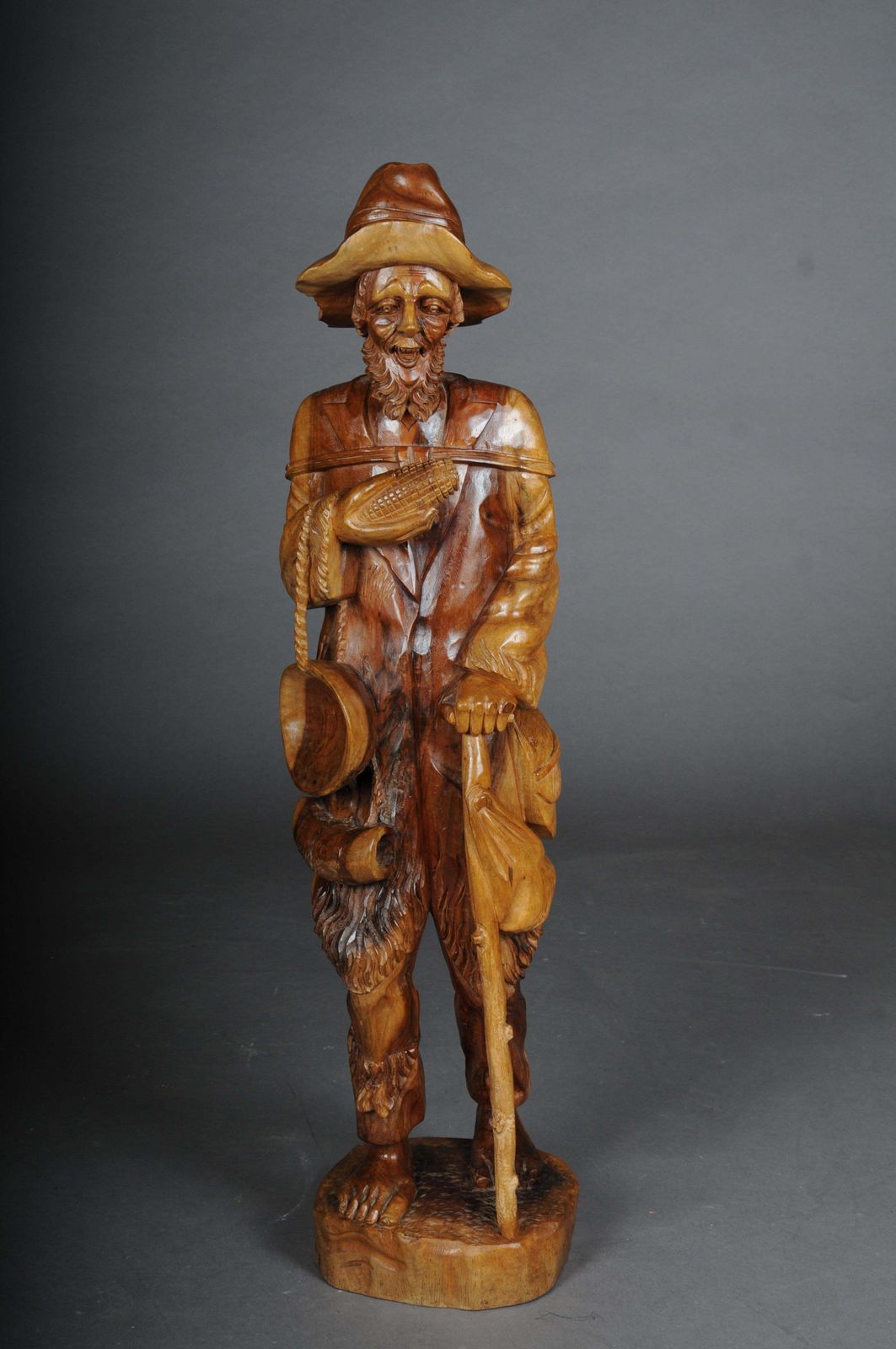 20th Century Wooden Sculpture Walker With Corn On The Cob, South German photo furniture