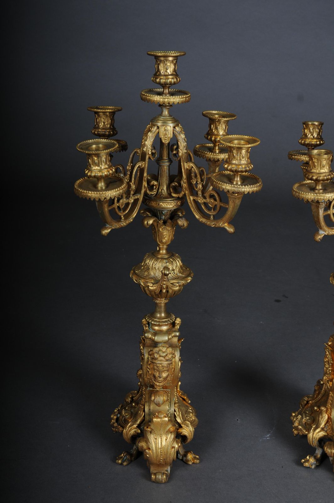 photo buy Pair (2) French Historicism Candlesticks, Gilded Bronze Circa 1880