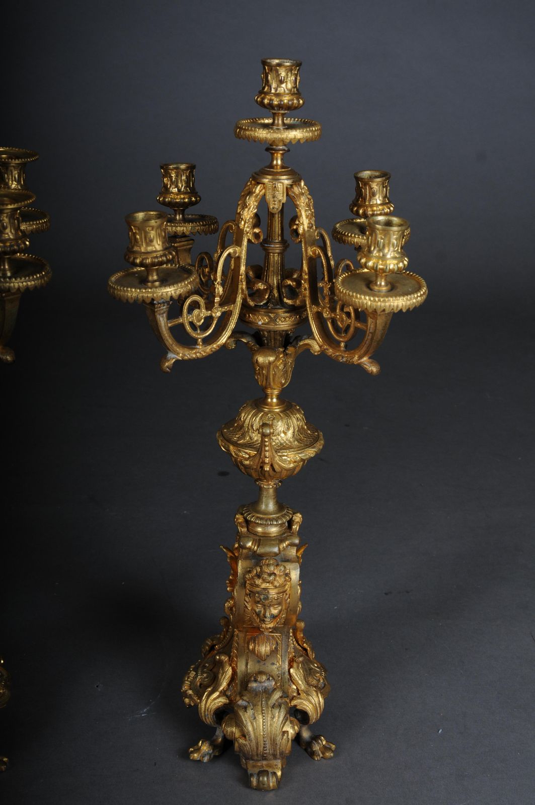 photo vintage Pair (2) French Historicism Candlesticks, Gilded Bronze Circa 1880
