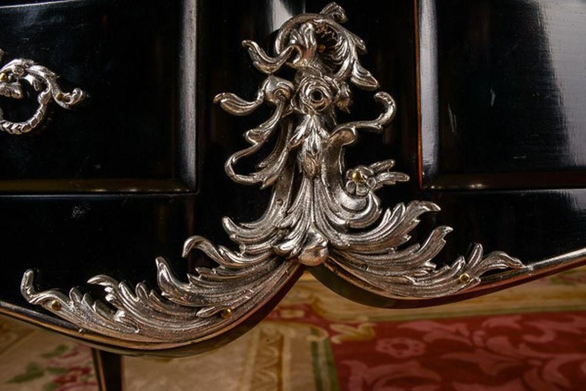 Furniture 20th Century Writing Desk Louis XV Piano Black Bureau Plat photo