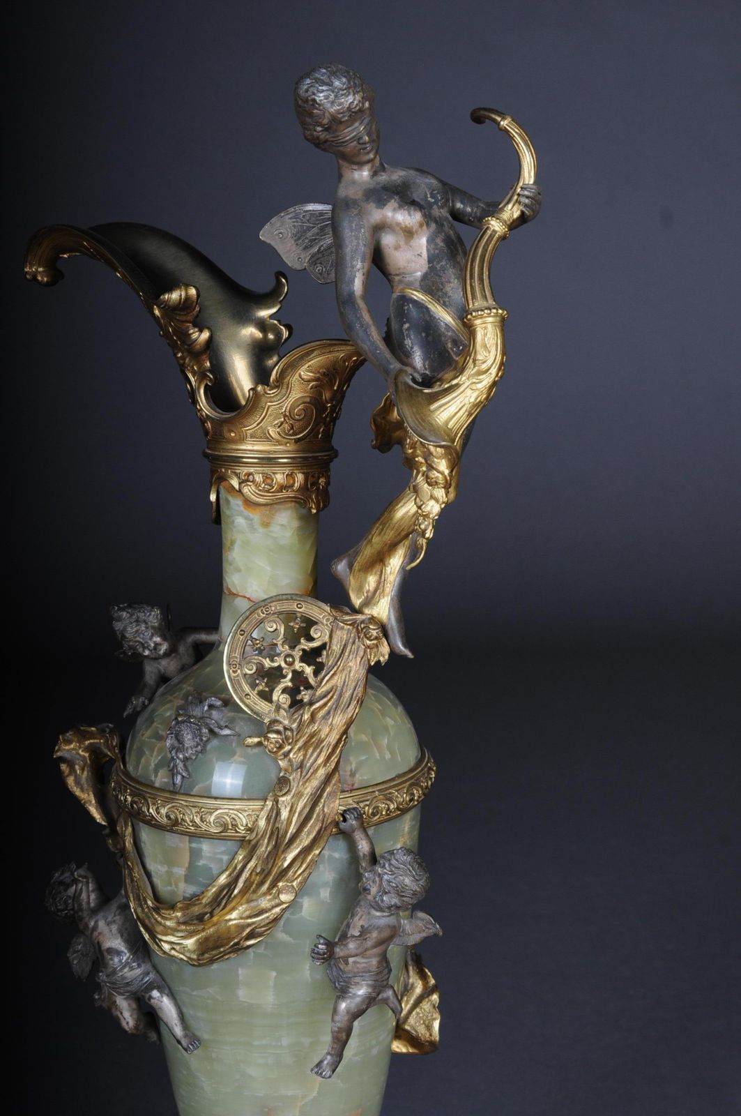 19th Century French Onyx Pomp Jug/Vase Bronze Silvered Napoleon III photo Home Decor