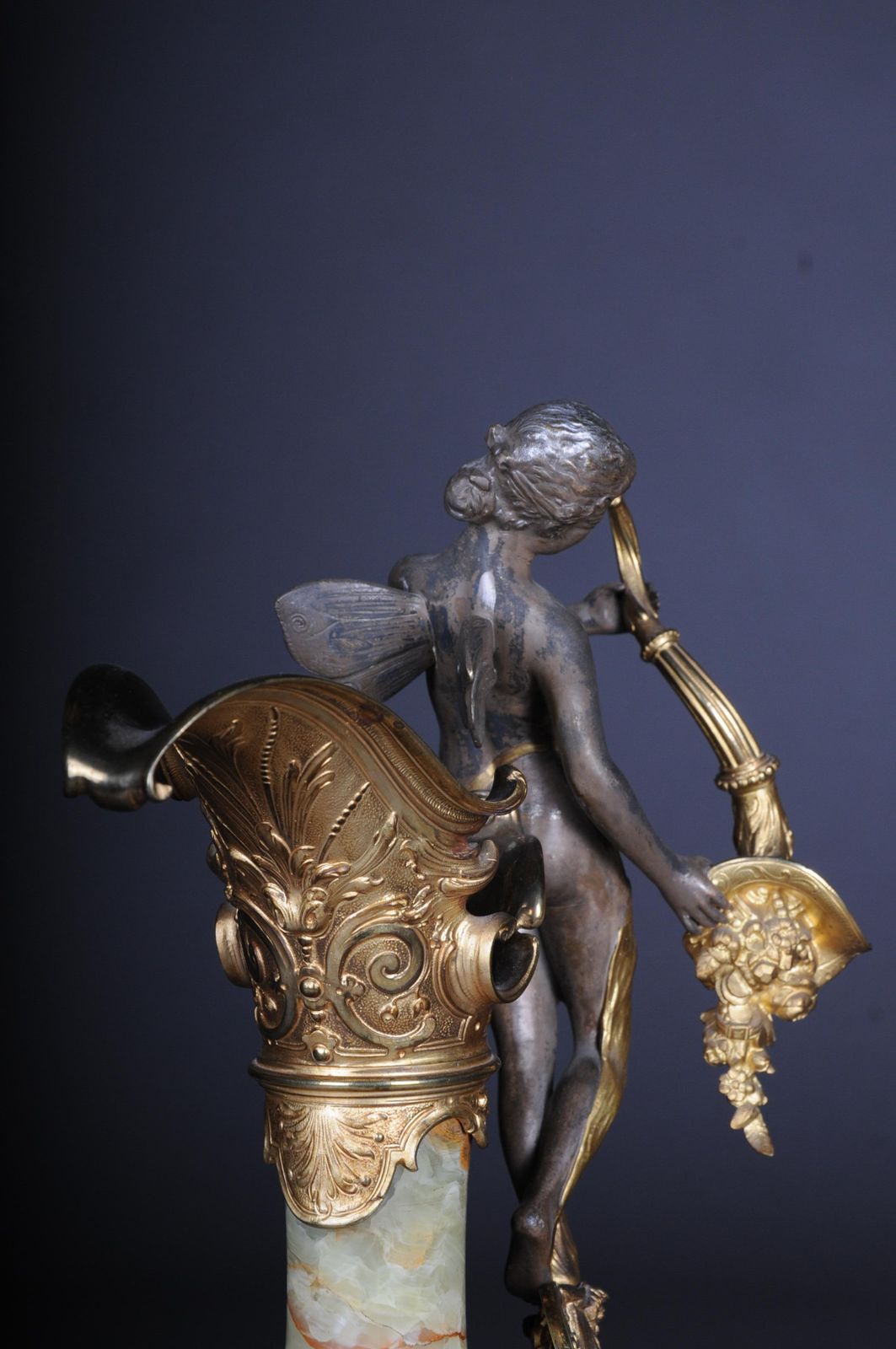 19th Century French Onyx Pomp Jug/Vase Bronze Silvered Napoleon III photo vintage