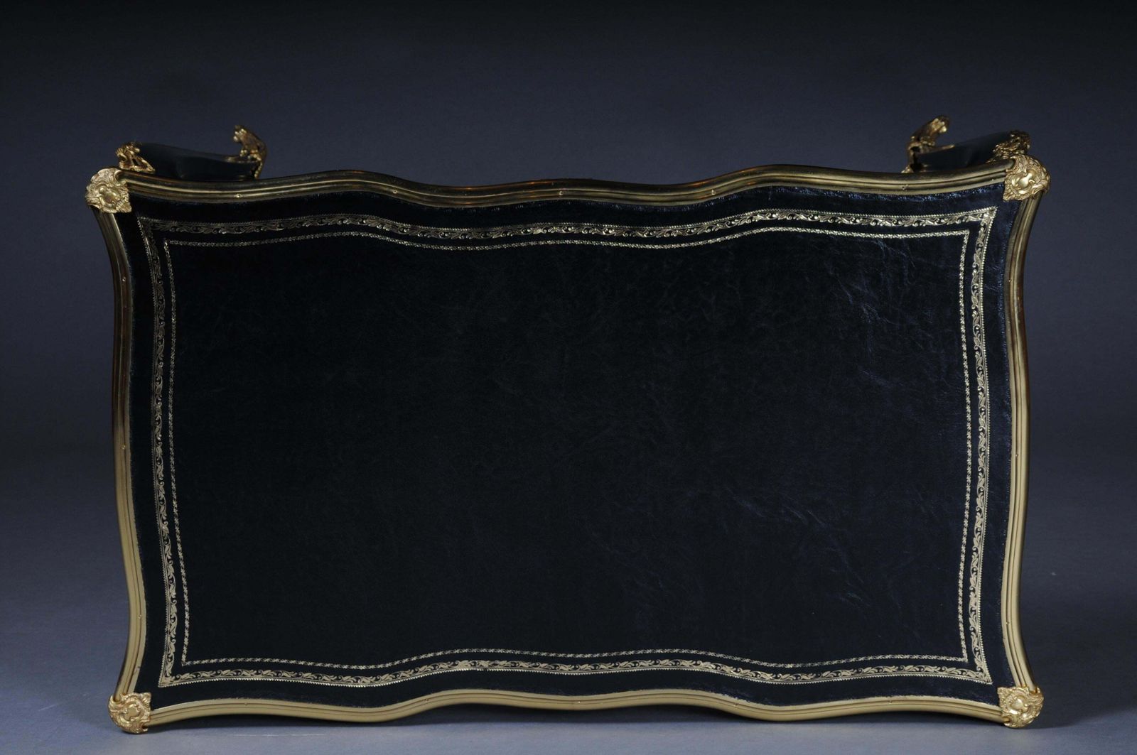 20th Century Elegant Black Bureau Plat / Writing Desk In Louis XV, Beech photo vintage
