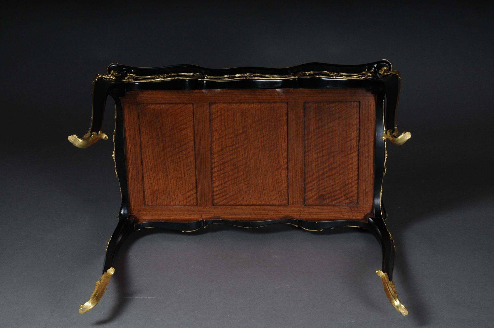 Furniture 20th Century Elegant Black Bureau Plat / Writing Desk In Louis XV, Beech photo