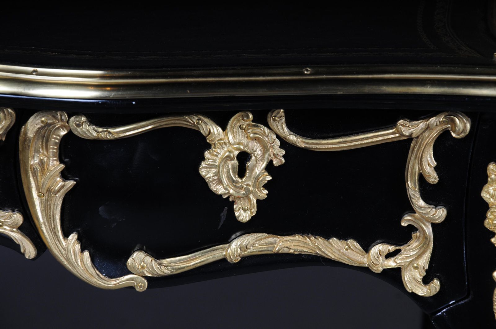 photo buy 20th Century Elegant Black Bureau Plat / Writing Desk In Louis XV, Beech