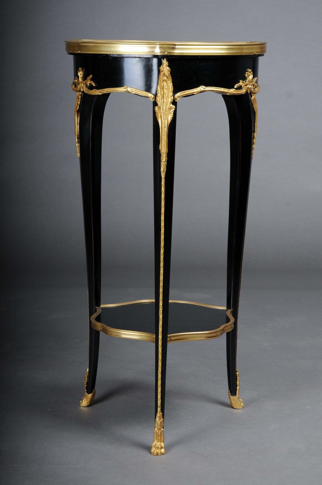 Furniture 20th Century French Salon Side Table In Louis XV After F. Linke, Black photo