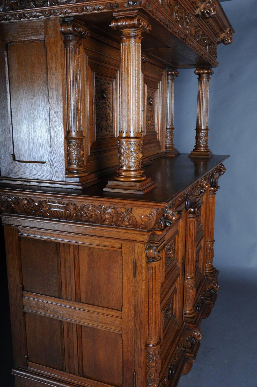 19th Century Neo Renaissance Cabinet Buffet, Solid Oak photo furniture