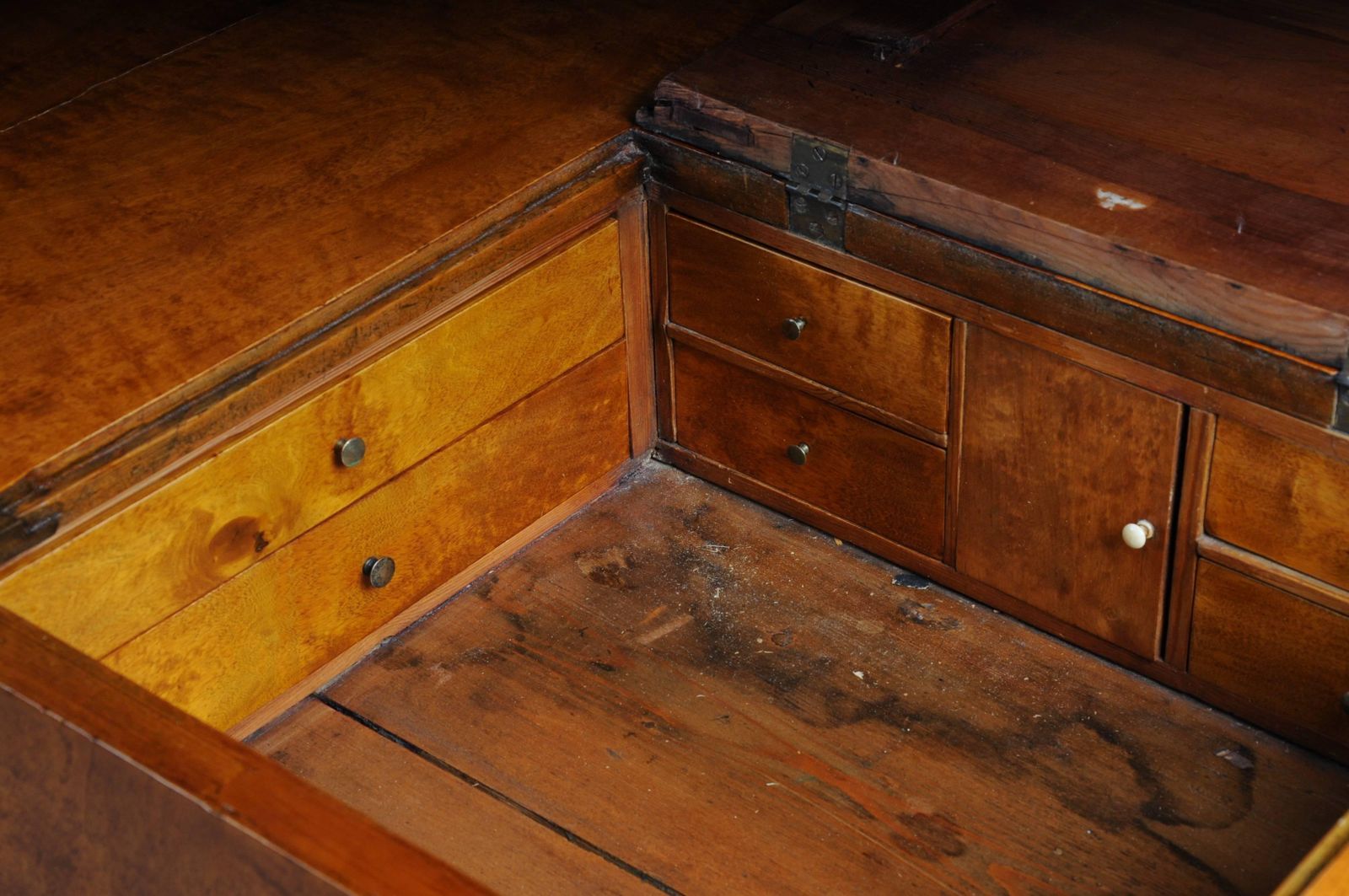 Furniture 20th Century Unique Biedermeier Writing Desk, Flamed Birch photo