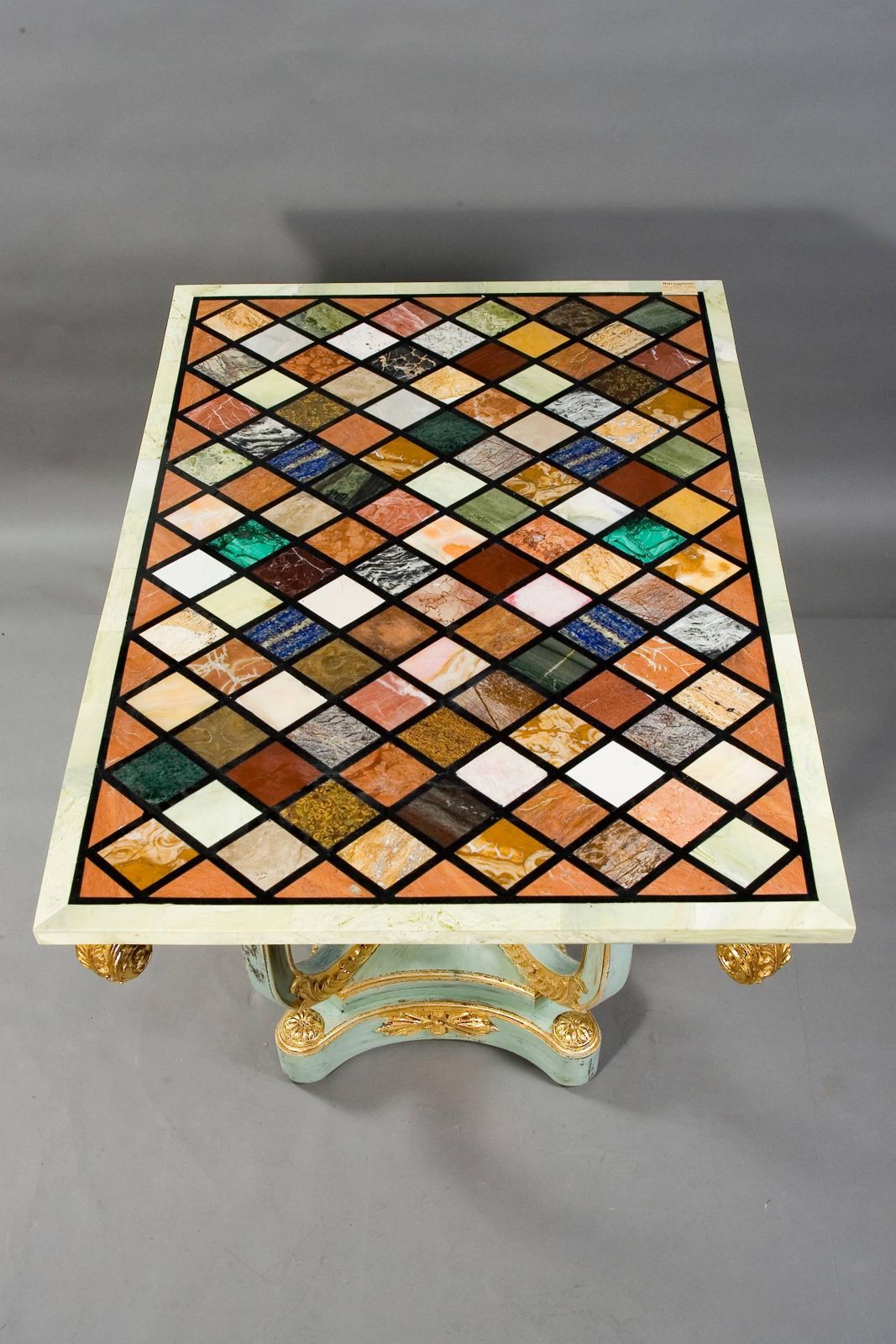 20th Century Pietra Dura Style Of Classicism Pastel Light Blue Table photo furniture