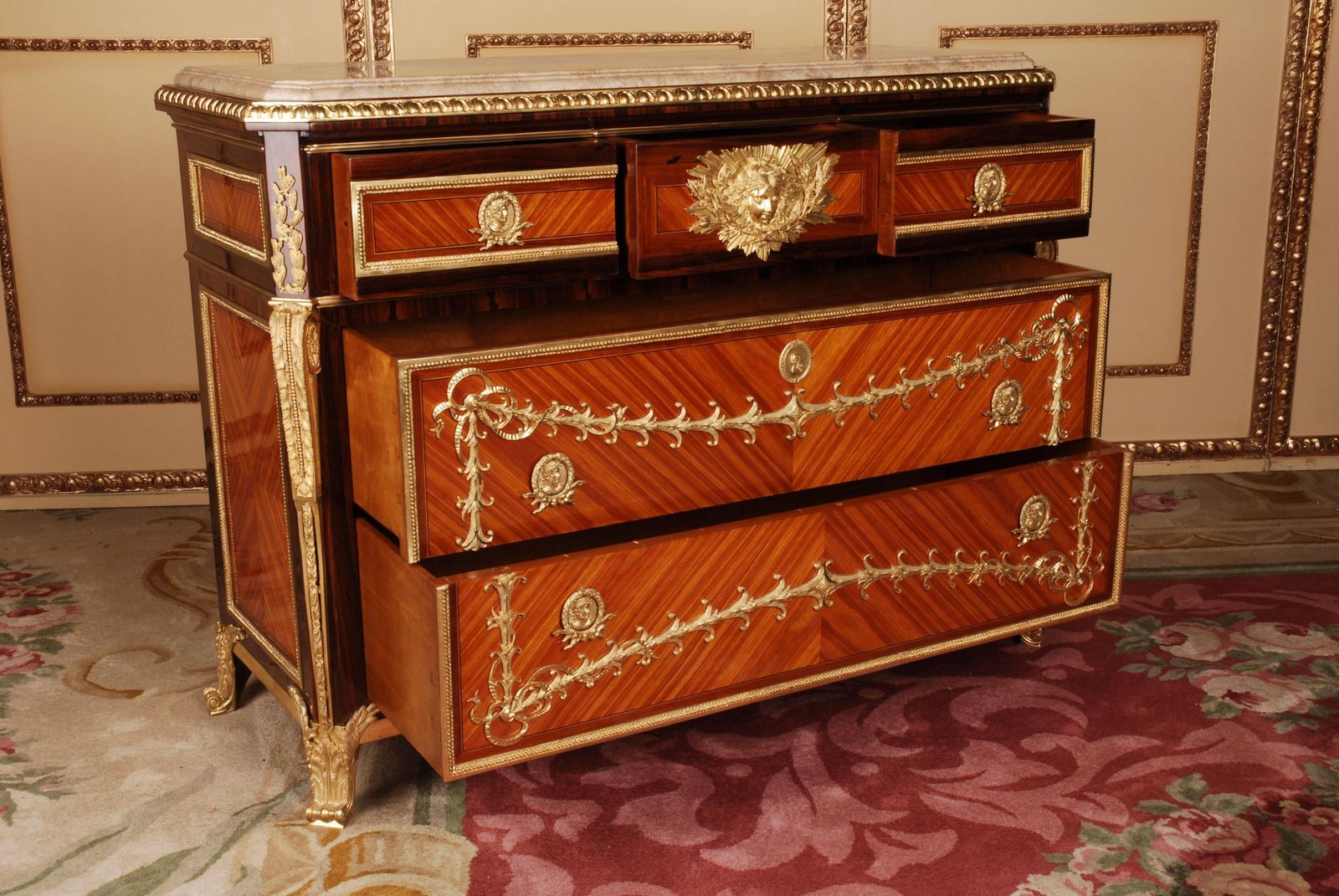 20th Century Commode/Console After Jean Henri Riesener, Gold photo for sale