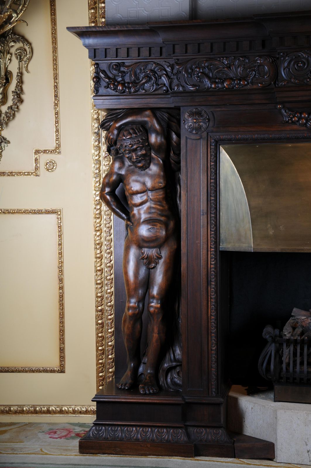 Monumental Figures Fireplace Neo Renaissance 19th Century Walnut photo buy