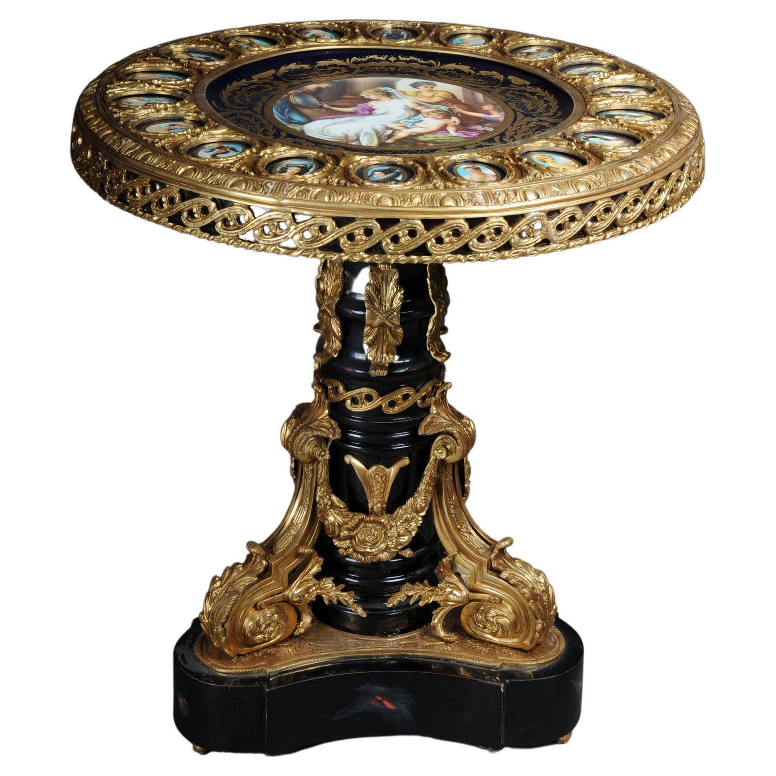 Imperial Center Table, Frame And Top Mount In Porcelain With Sevres Style Bronze