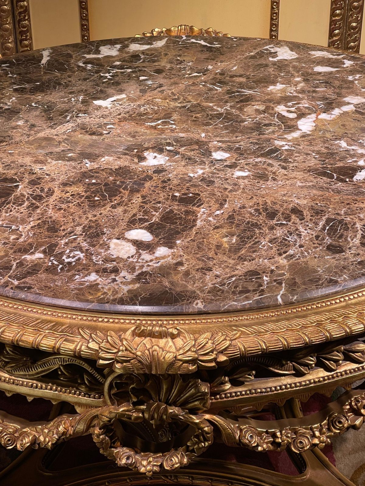 Impressive Solid Salon Center Table Louis XV, Beech, Gold photo 6613.0