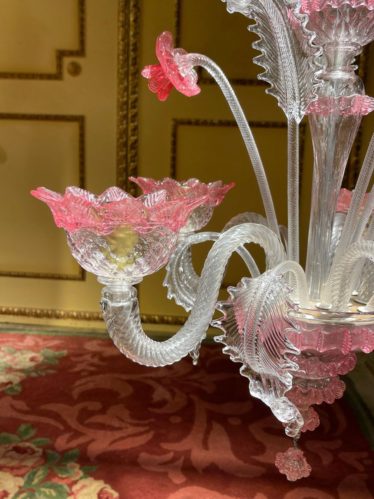 Lighting 20th Century Murano Italy Chandelier Ceiling Luster, Mouth Blown photo