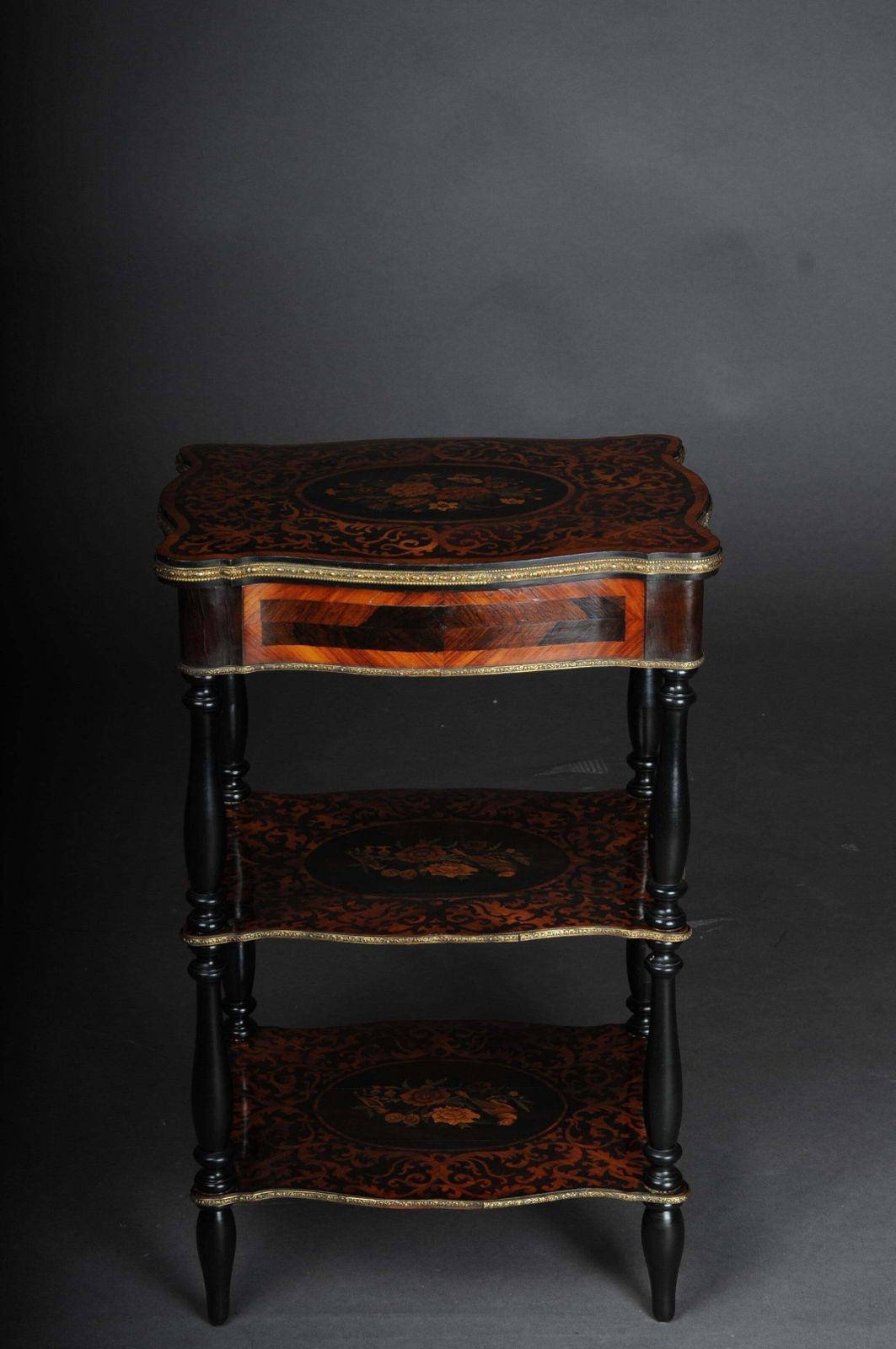 19th Century Marquetry Side Table With Jewelry Box, Circa 1870 photo vintage