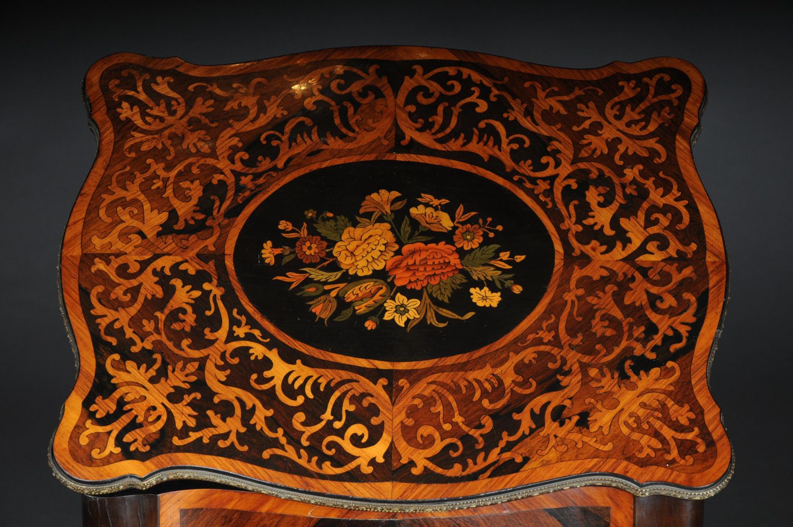 photo furniture 19th Century Marquetry Side Table With Jewelry Box, Circa 1870