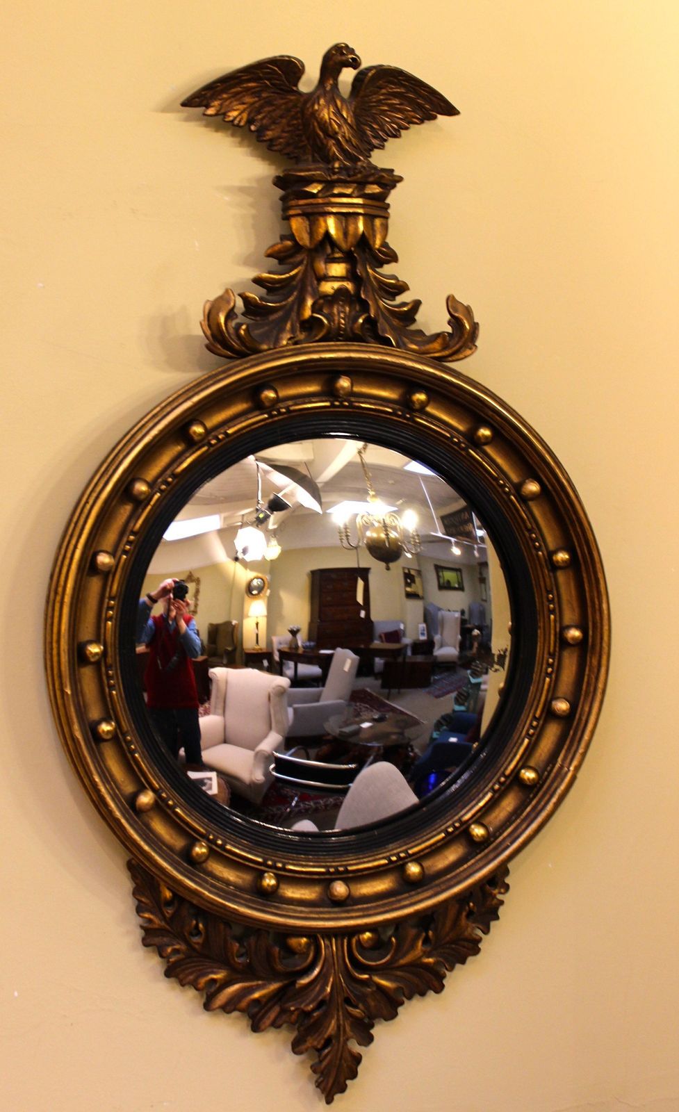 Late 19thc Gilt Wood  Convex Mirror