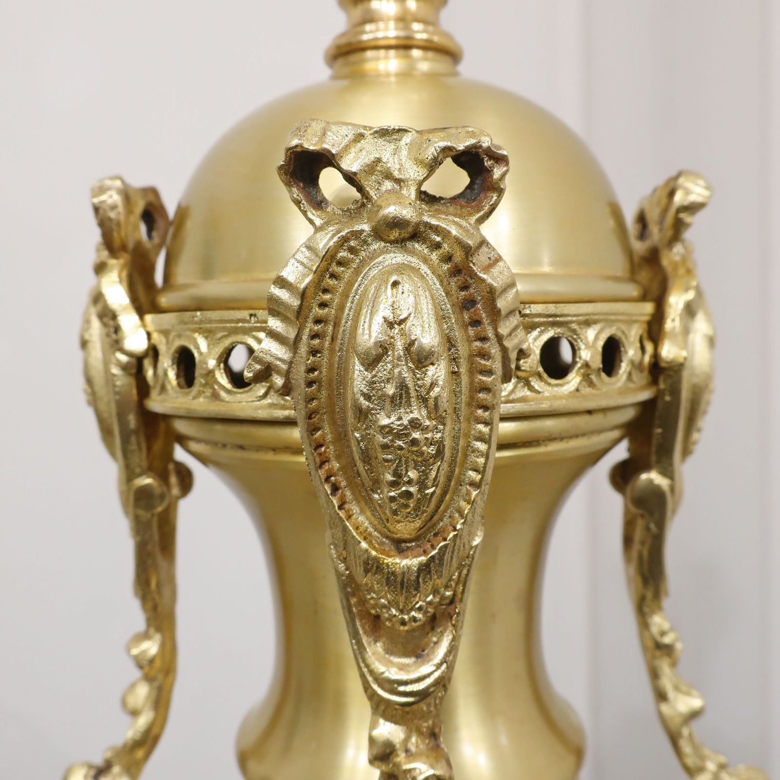 photo furniture Substantial French Louis XVI Style Bronze Gilt & Frosted Glass Pendant Lantern