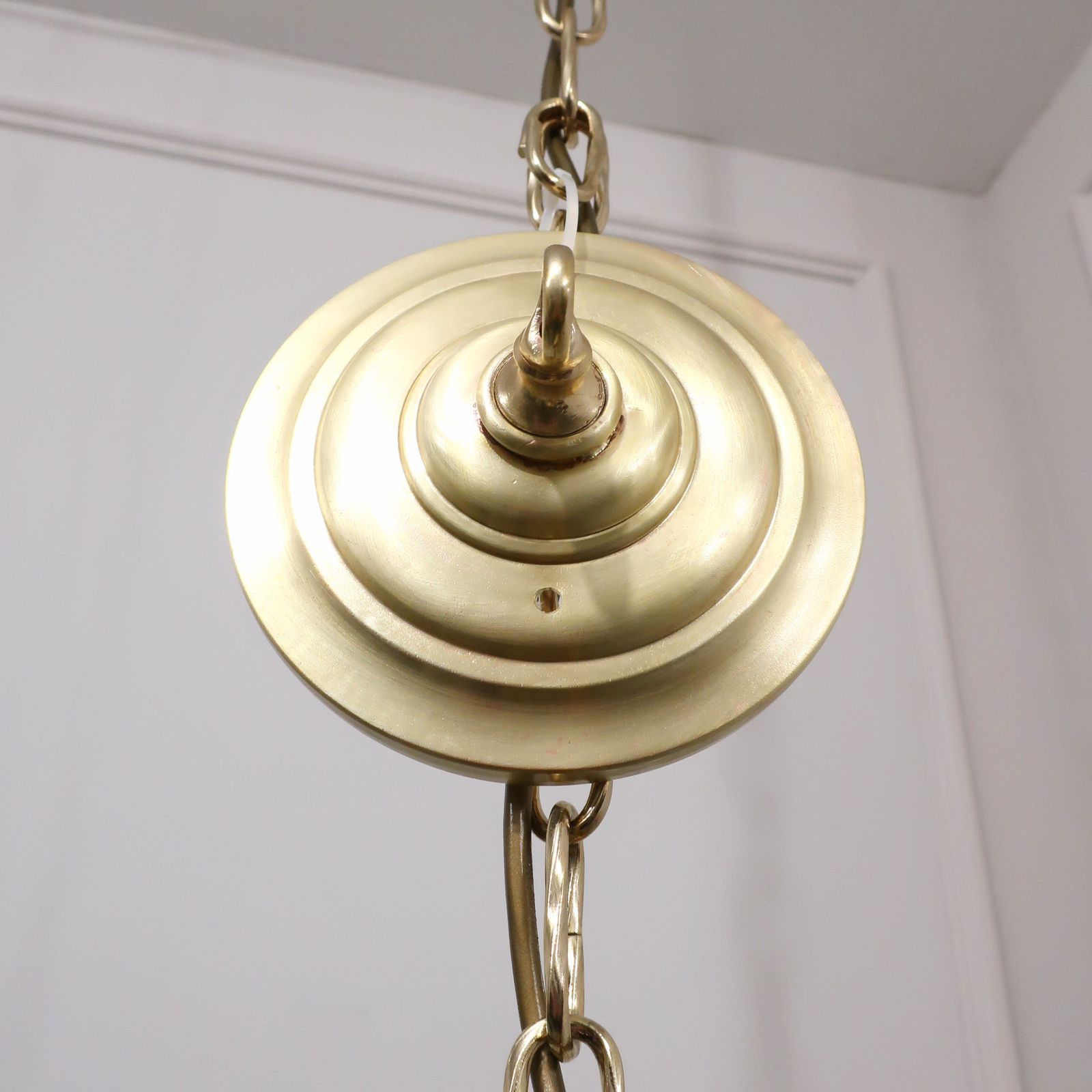 2300.0 Substantial French Louis XVI Style Bronze Gilt & Frosted Glass Pendant Lantern photo