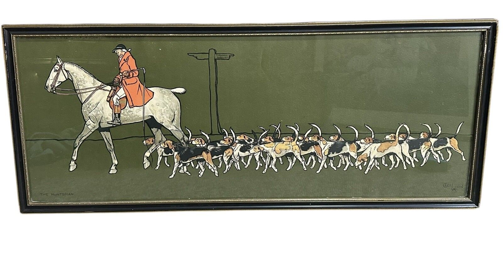 Cecil Aldin Huge Chromolithograph Antique Print "The Huntsman” 75cm By 31cm photo for sale