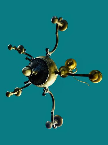 Antique English Bronze Five Arm Chandelier Very Heavy , Country House Interior photo for sale