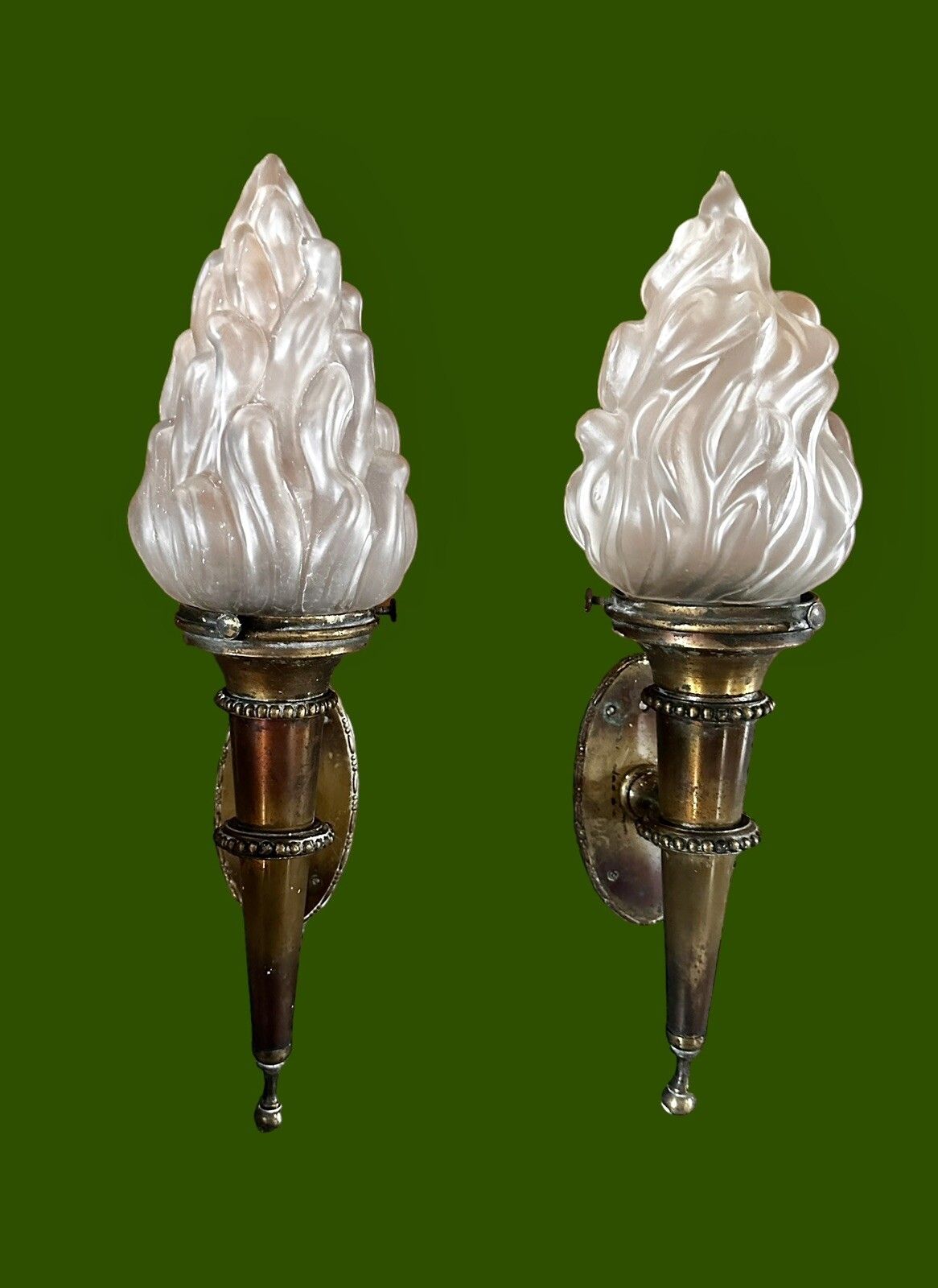 Pair Of Torchere Art Deco Wall Lights Gorgeous Torch Lights photo for sale
