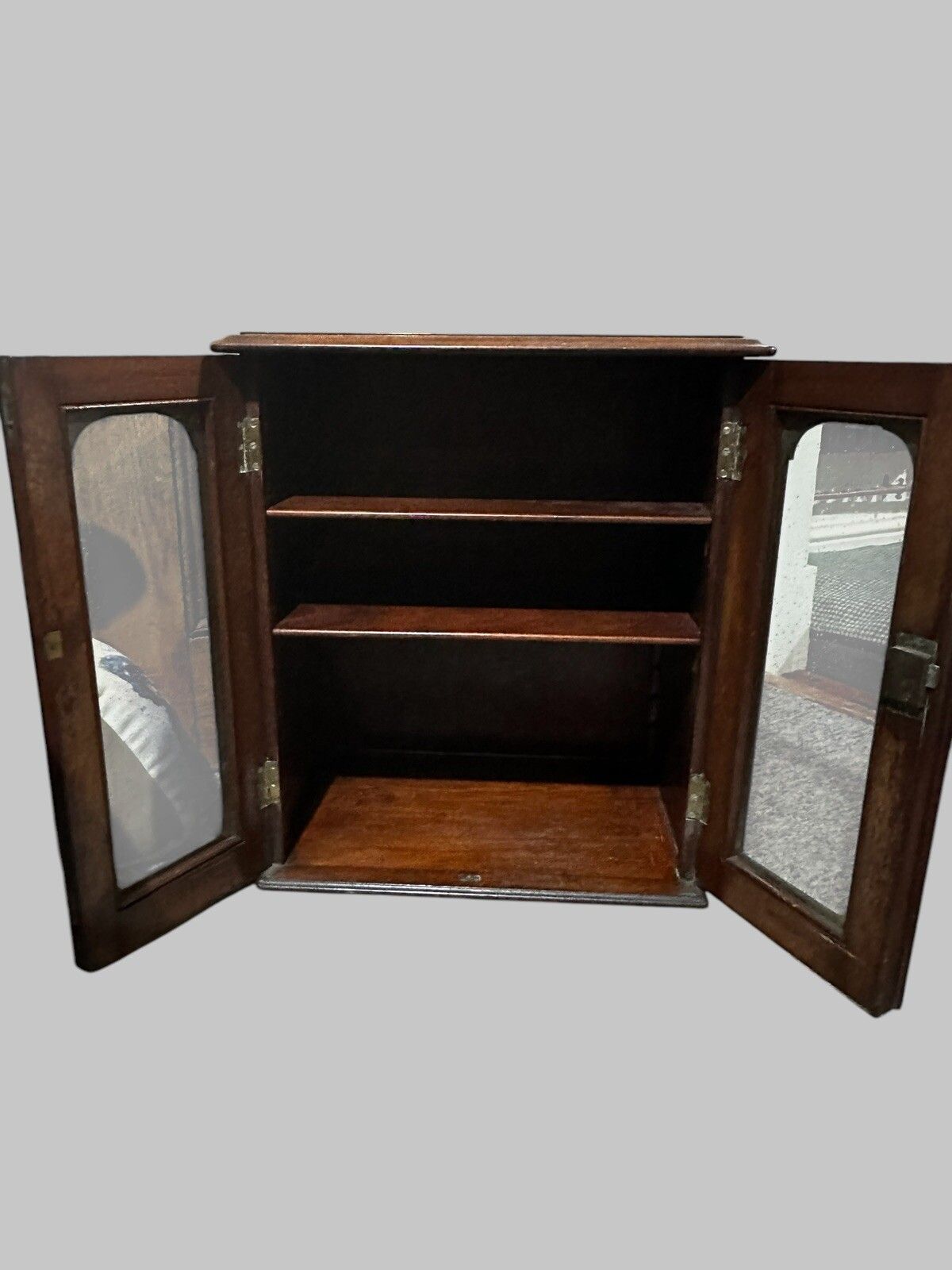 Antique Victorian Wooden Glass Fronted Shelved Medical/Bathroom Cabinet photo 250.0