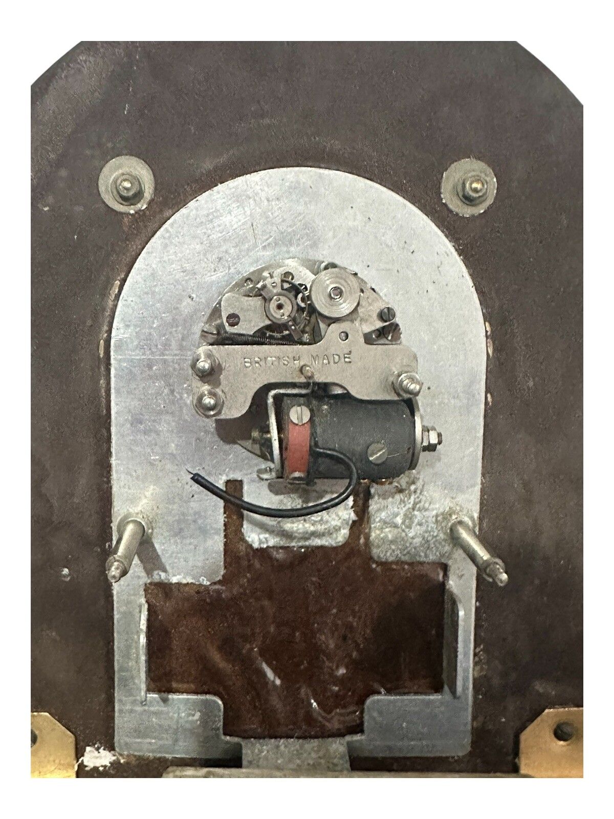 photo for sale Art Deco Peach Mirror Glass & Brass Clock, English, C1930
