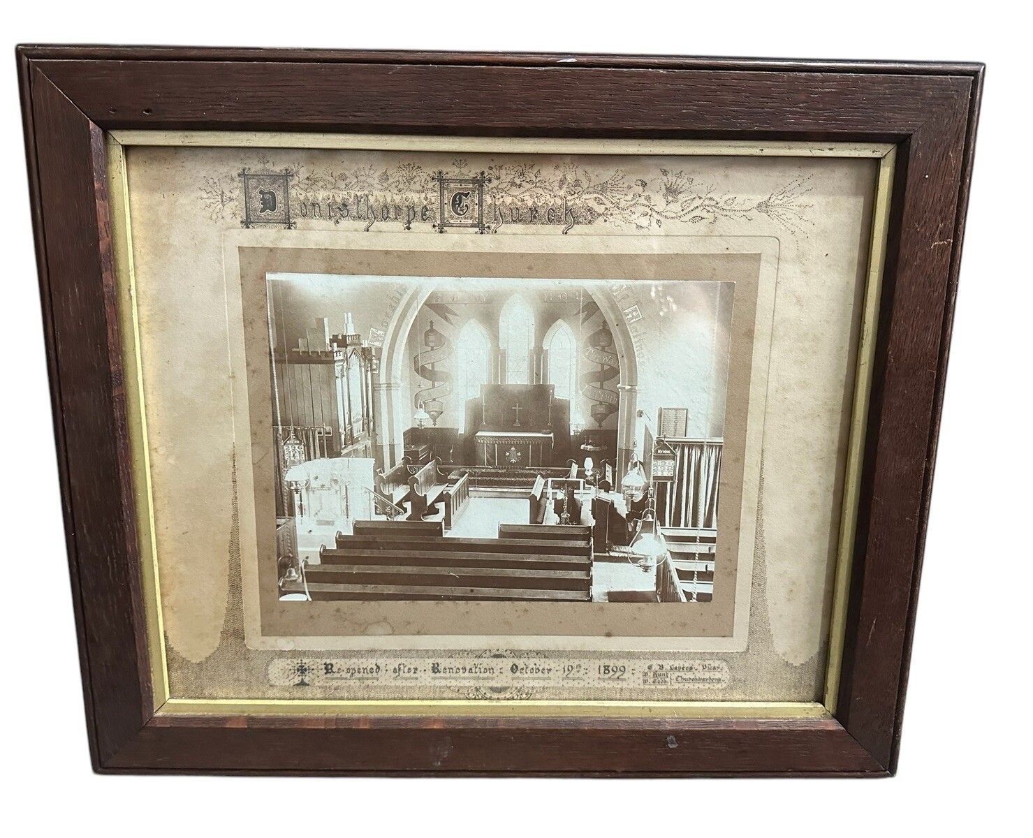 Original Victorian Photograph Of Donisthorpe English Church Reopening Framed photo furniture