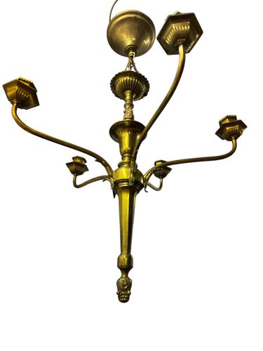 Quality Heavy Brass Empire Style French Chandelier And Wall Lights photo for sale
