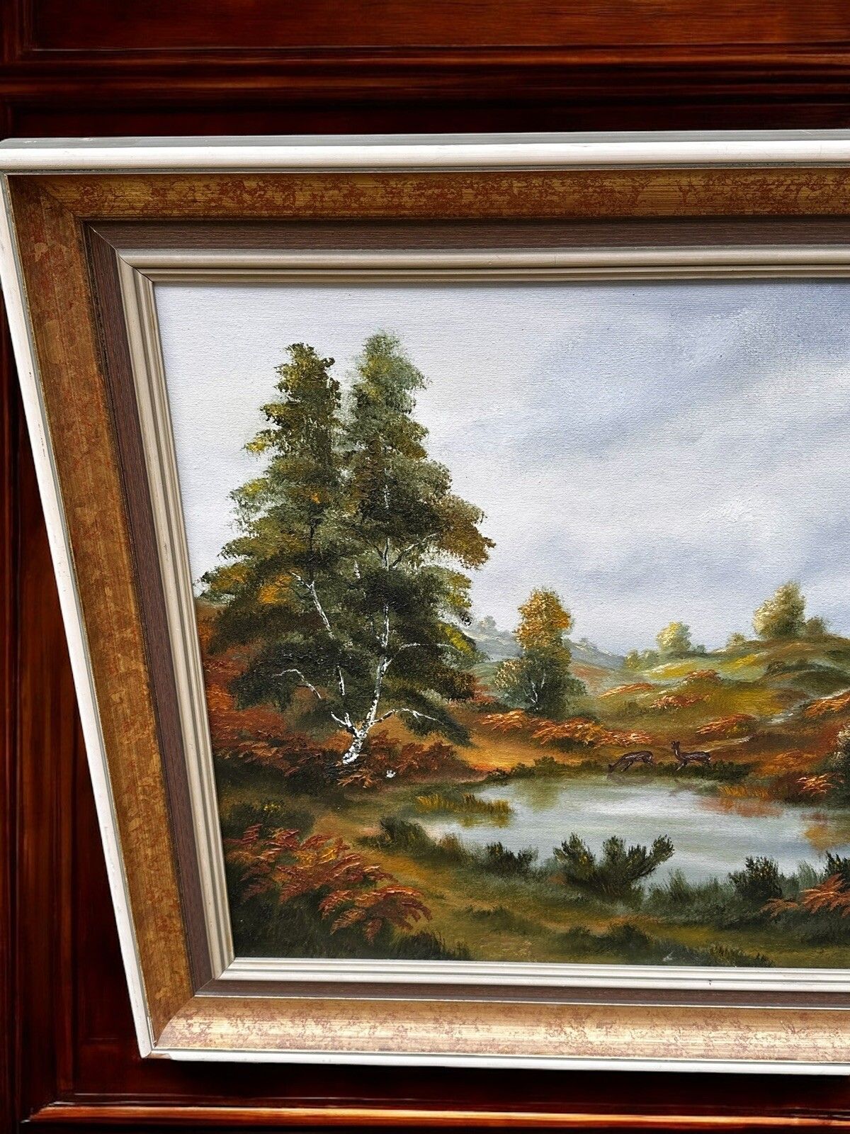 Mid Century Country House Oil Painting  Signed Landscape Scene 105cm By 64cm photo Art
