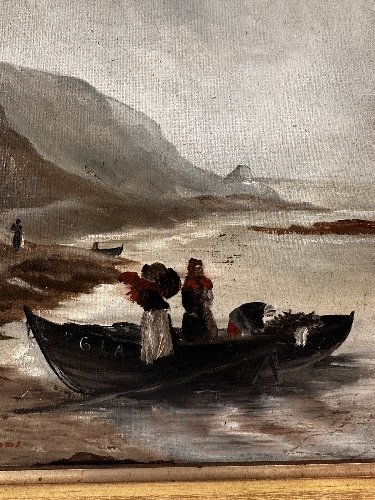 Victorian Oil Painting P G Collins Nautical  Maritime  Fishing Scene 62cm photo Art